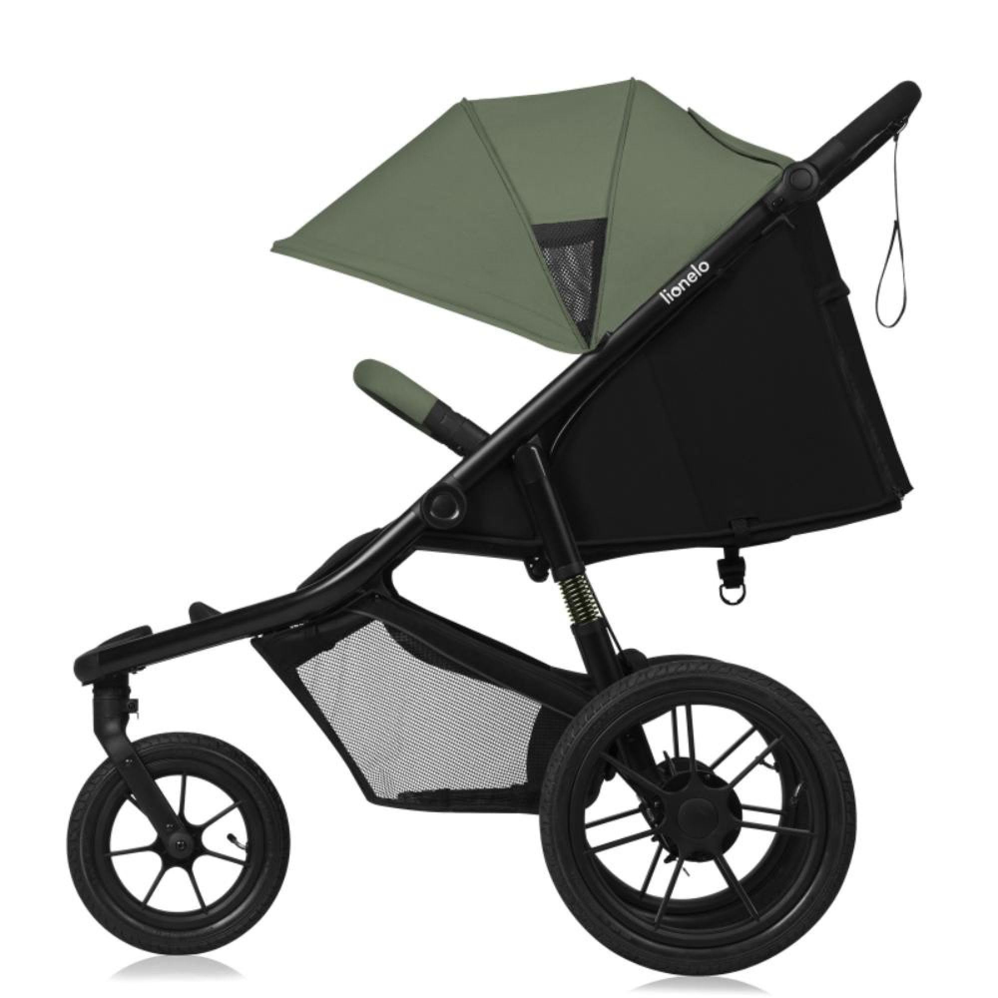 LIONELO AZURA Cochecito de Bebé para Correr desde 6 meses a 22 kg Carro Bebe Triciclo para Correr Respaldo Ajustable Posición Reclinada Ruedas Grandes Inflables Suspensión Completa Capota XXL (Green)