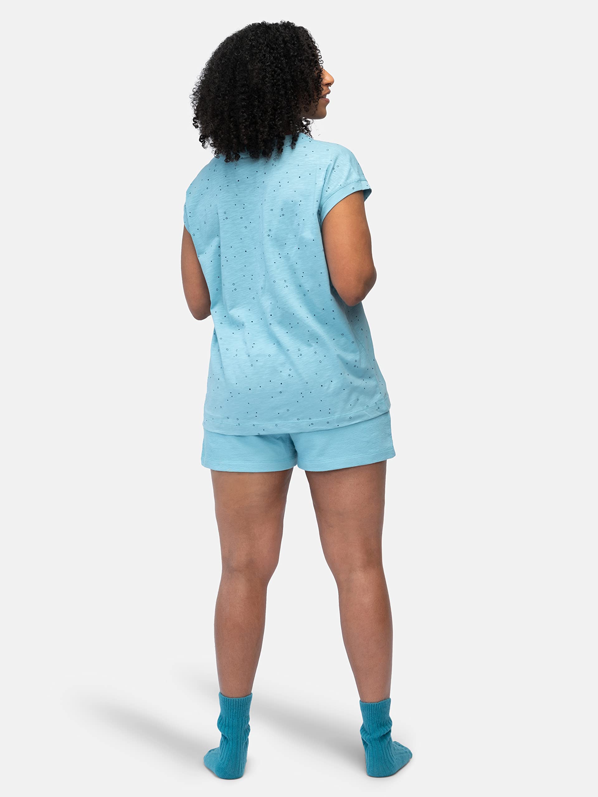 Maglietta Slub Jersey con Stampa Parte Superiore del Pigiama Donna