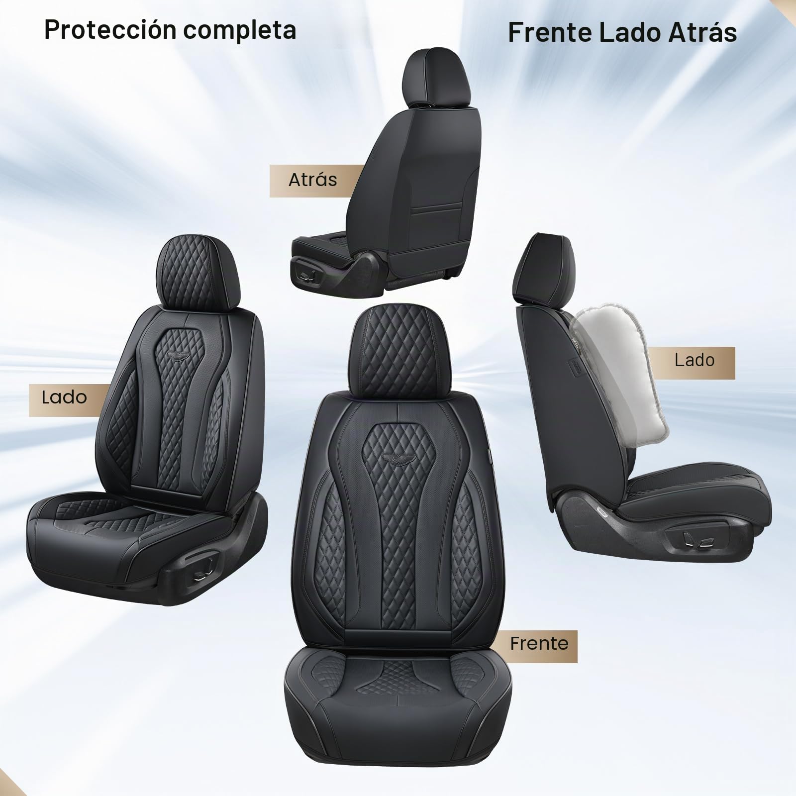 Coverado Fundas para Asientos de Coche, Cubierta del Asiento de Cuero Impermeable, Protectora de Asiento, Adecuada para la mayoría de Las camionetas SUV de Lujo B8839 Seat