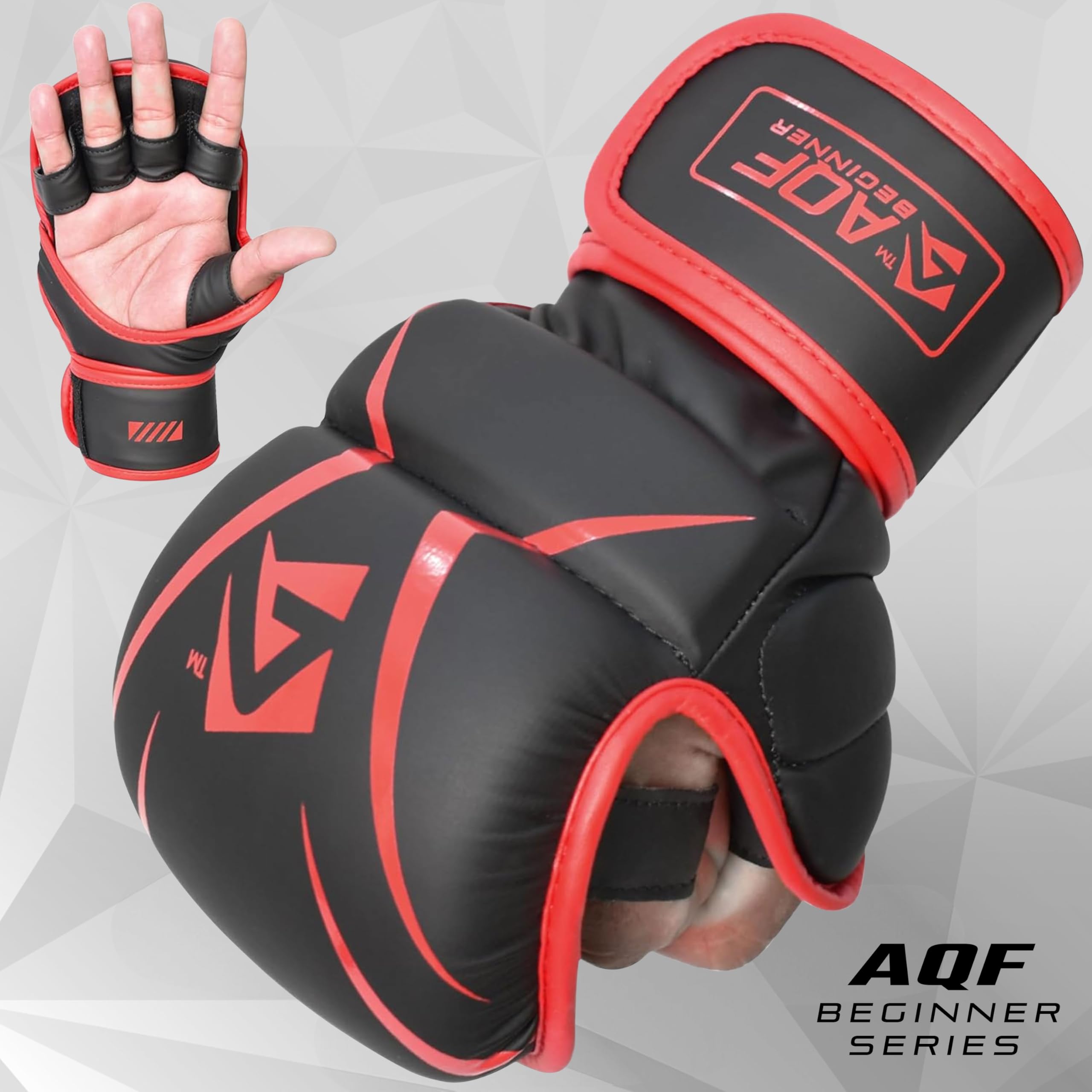 AQF Guanti MMA, Design Palmo Aperto Guantoni Da Boxe, Supporto Migliorato Polso, Imbottitura Ammortizzante, Leggeri MMA Gloves, Guantoni Muay Thai Per Allenamento, Kickboxing, Karate