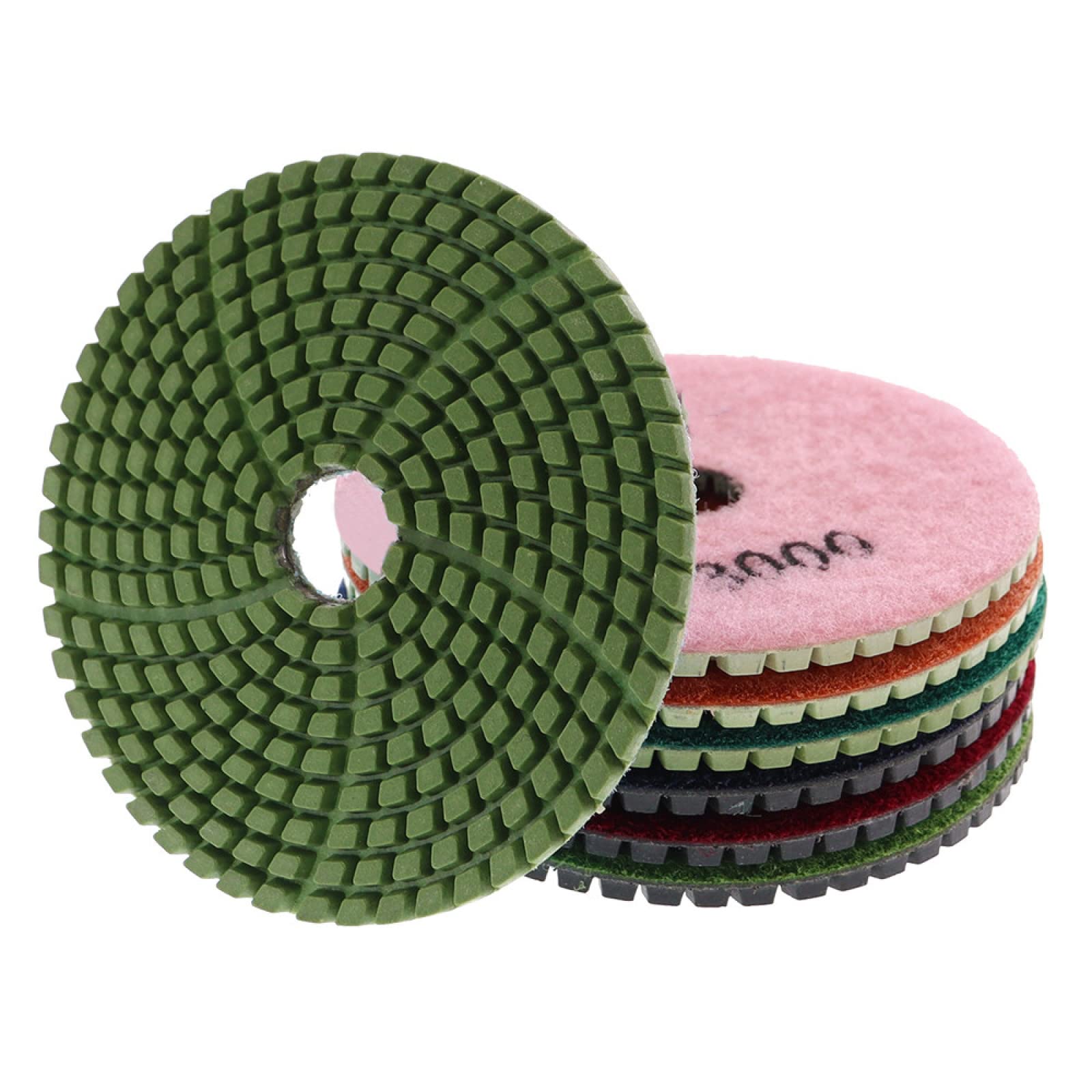 7 Unidades/juego De Almohadillas De Pulido De Diamante De 4 Pulgadas, Almohadilla De Pulido En Húmedo Tipo Giro De 100mm Para Disco De Molienda De Suelo De Hormigón De Granito Y Mármol,1500