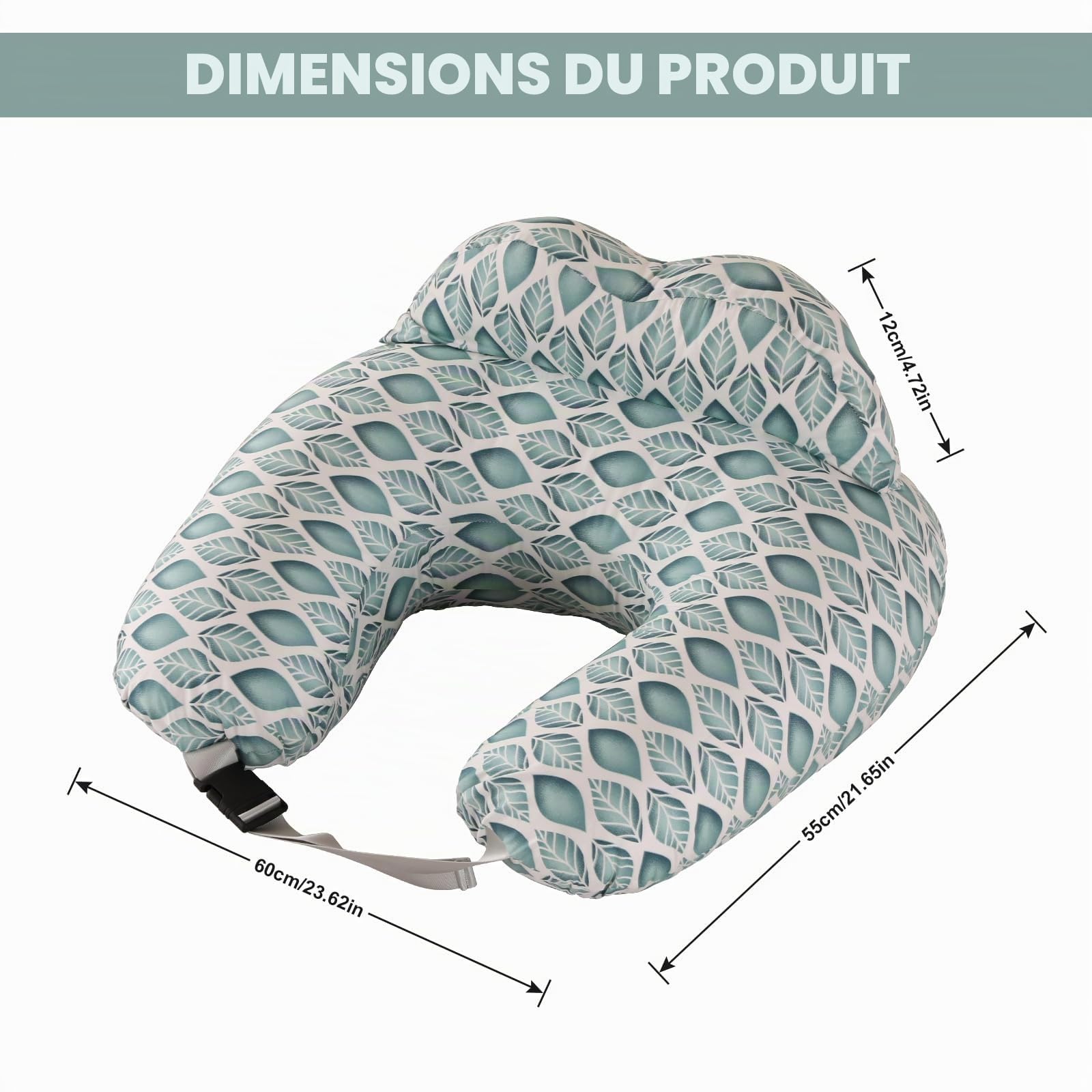 Coussin d'Allaitement pour Bébé : Oreiller de Maternité Ultra Doux, Coussin d'Allaitement pour Bébé avec Barrière de Sécurité, Coussin de Nourrissage Confortable Cadeau de Grossesse (Feuilles Vertes)