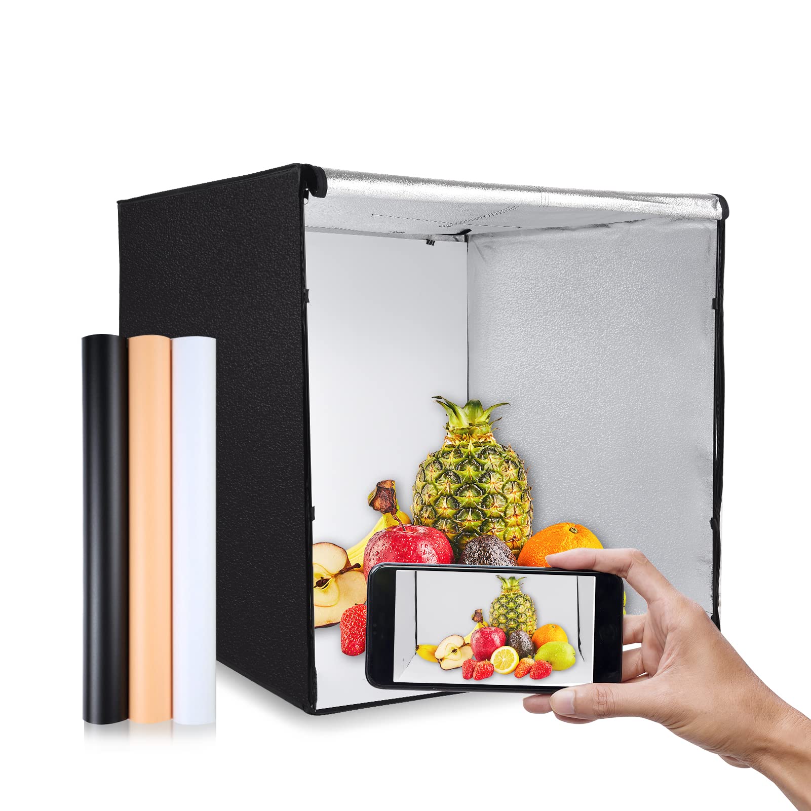 Andoer Photo Studio Luce Scatola 80x80x80cm Set Fotografico Light Box Con Illumin Scatola di Luce da Studio Portatile Pieghevole con Molteplici Angoli Tenda Studio Fotografico Luminosità Regolabile