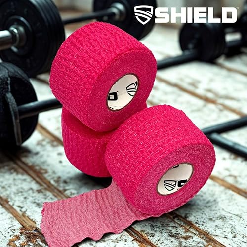 Miniatura 5 de SHIELD Cinta de levantamiento de pesas, fabricada en Estados Unidos, agarre de gancho, entrenamiento cruzado, paquete de 3 cintas de agarre WOD,