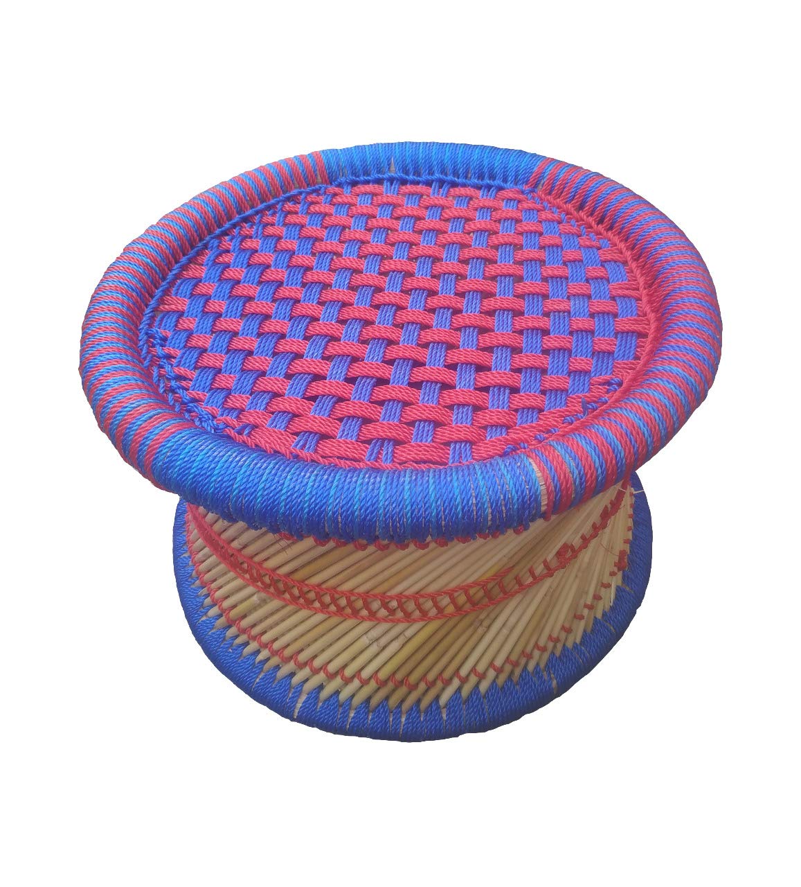 KSM Anupam Enterprises Eco-Friendly Handicraft Cane Bar Bamboo Chair/Stool/Muddha/Mudda for Outdoor/Indoor/Furnishing/Color: Multi-Colored 1 Piece (10 inch Height)