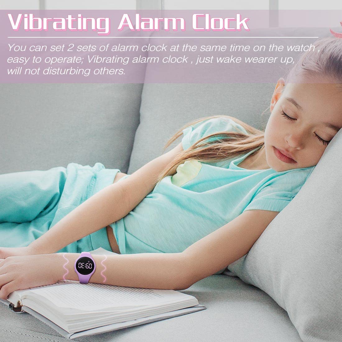 Focwony Digital Pedometer Watch – Waterproof Fitness Tracker, Step Counter, Vibrating Alarm, For Kids & Adults (Pink)-1022495