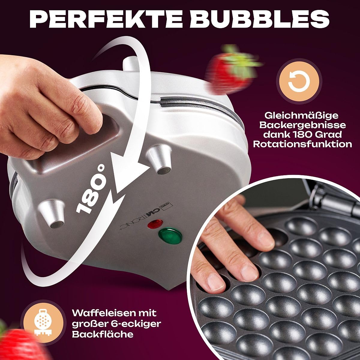 Clatronic Wa 3772 Bubble Gofrownica, Srebrny