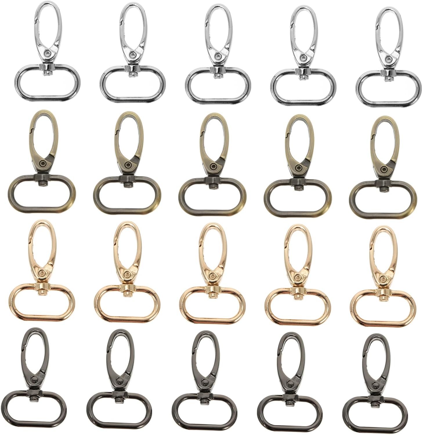 20pcs Swivel Trigger Clips Lobster Clasp for Handbags Keychains and Crafts Mixed Colors Light
