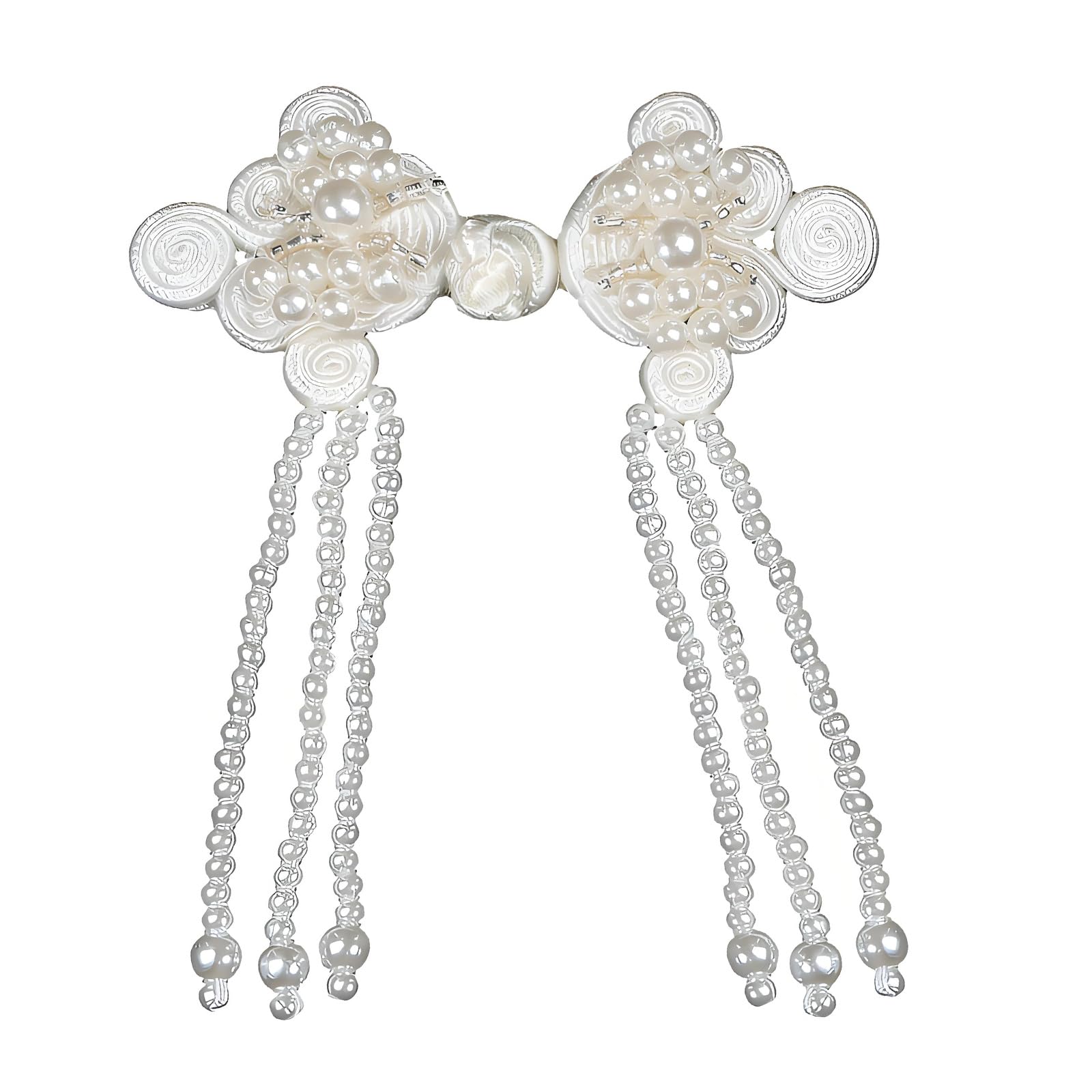 Tsophreniq Sophisticated Oriental Styles Satins Frogs Fasteners with Beads Embellishment Traditional Costume Embellishments