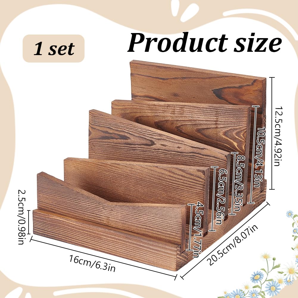 ORIGACH Organizer per posta da scrivania, in legno, con 4 scomparti, in legno, per bancone, lettere, buste, cellulare, documenti