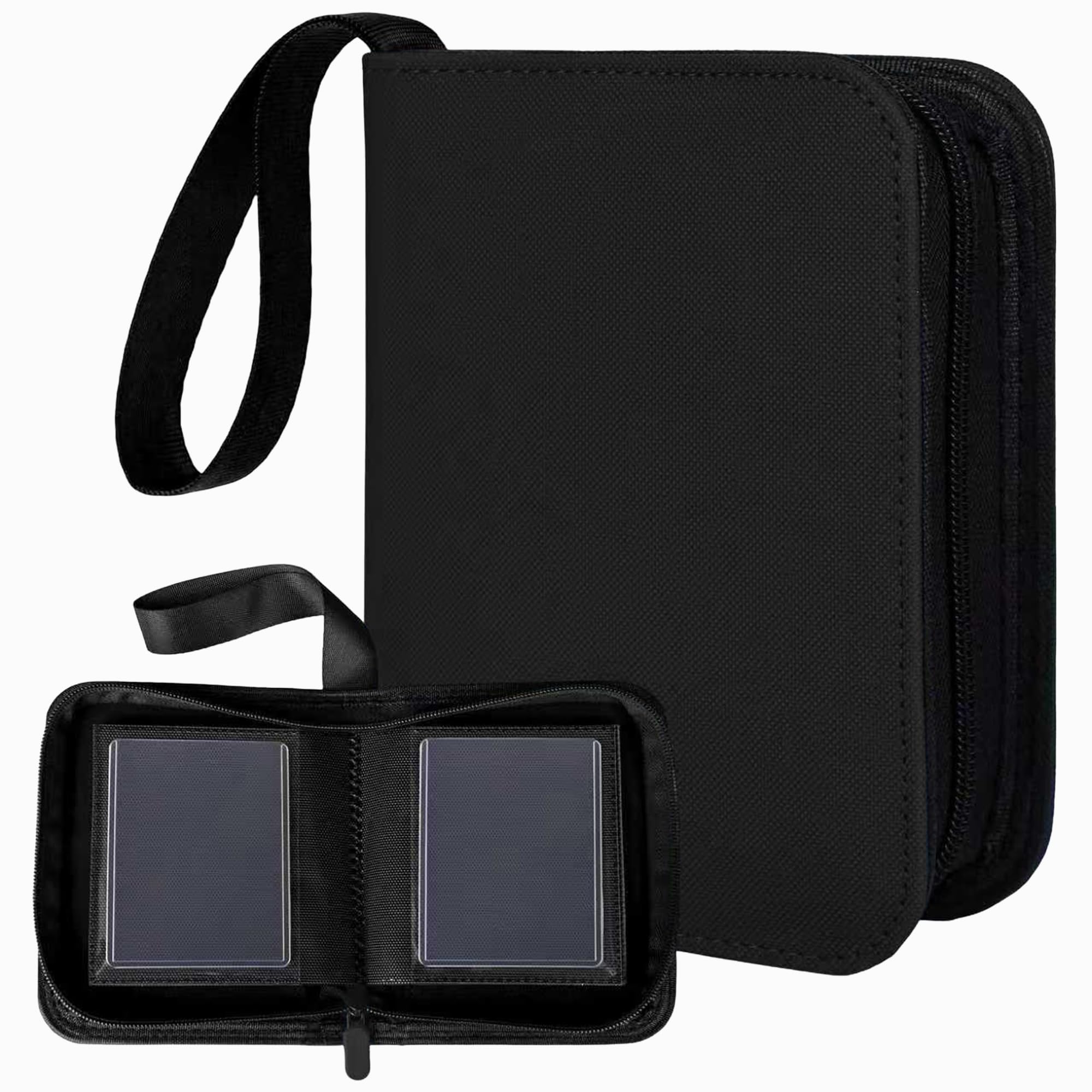 Kmopuyv Black 1 Pocket Toploader Binder 40 Pockets One Pocket Mini Trading Card Album,Diamond Leather Small Card Binder For 3X4 Rigid Top Loaders,Portable Tcg Photocard Holder