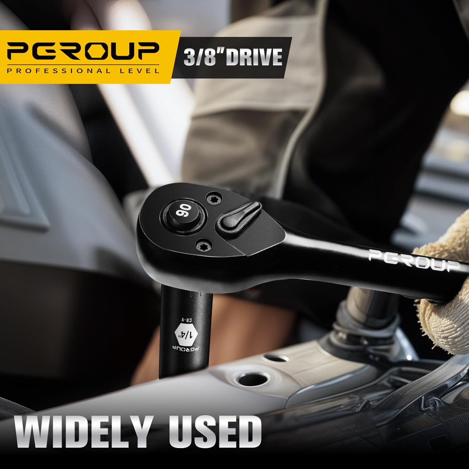 3/8” Drive Deep Impact Socket, SAE(1/4 Inch socket), 6-Point, Cr-V Steel With Black Manganese Phosphate Coating