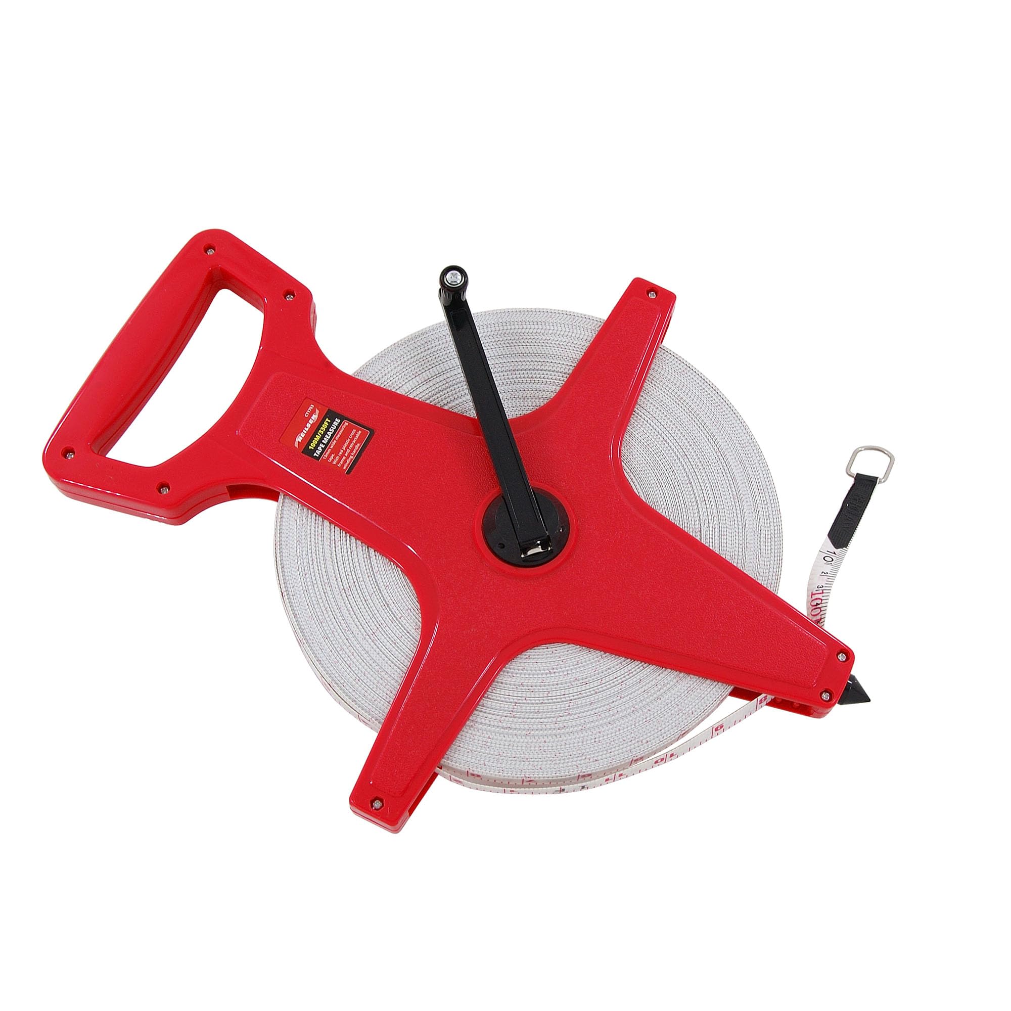 Neilsen CT1753-100m / 330ft Dual Scale Tape Measure with 13mm Wide Fibreglass Blade | ABS Case | Dynamic Rewind Handle | Ideal for Home or Workplace Use
