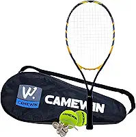 Kit Raquete de Tênis Amarelo 26 Polegadas Camewin Fibra de Carbono com Estojo + 2 Bolinhas de Tênis
