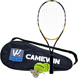 Kit Raquete de Tênis Amarelo 26 Polegadas Camewin Fibra de Carbono com Estojo + 2 Bolinhas de Tênis