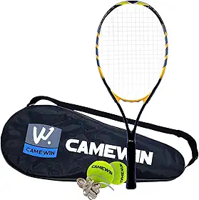 Kit Raquete de Tênis Amarelo 26 Polegadas Camewin Fibra de Carbono com Estojo + 2 Bolinhas de Tênis
