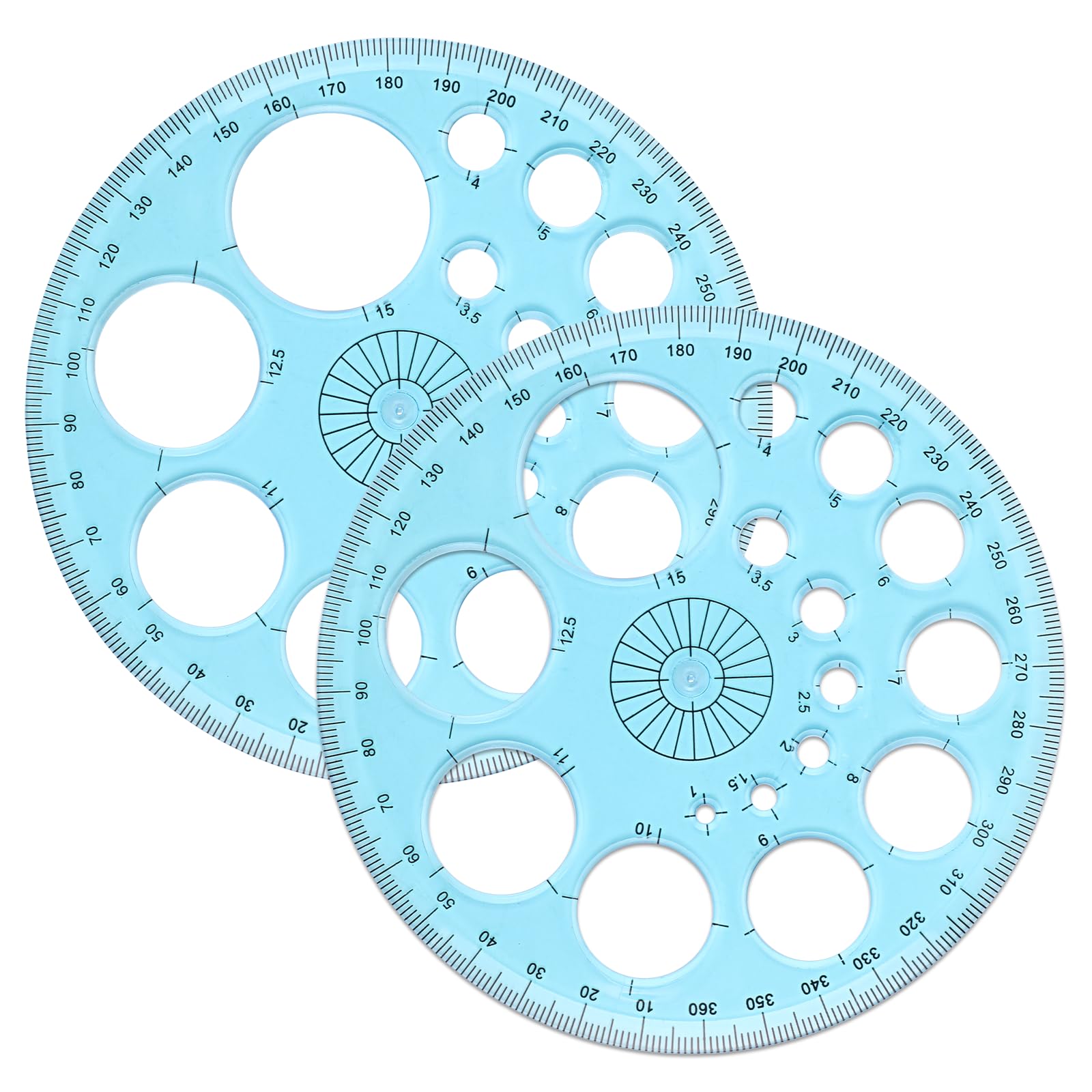2 Pcs Circle Template for Drawing, Circle Stencil Ruler Plastic Round Stencil Large and Small Size Geometric Stencils Multi Function Circles Drawing Tool for Office, School, Drawings Supplies