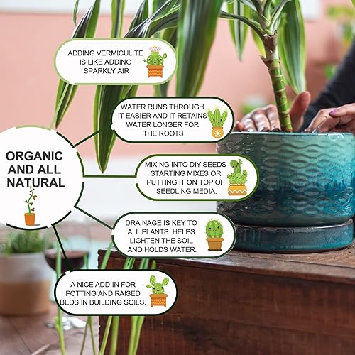 Miniatura 2 de Vermiculita hortícola de 15 cuartos a granel, vermiculita orgánica para plantas, vermiculita de grado curso para jardinería, para plantas de