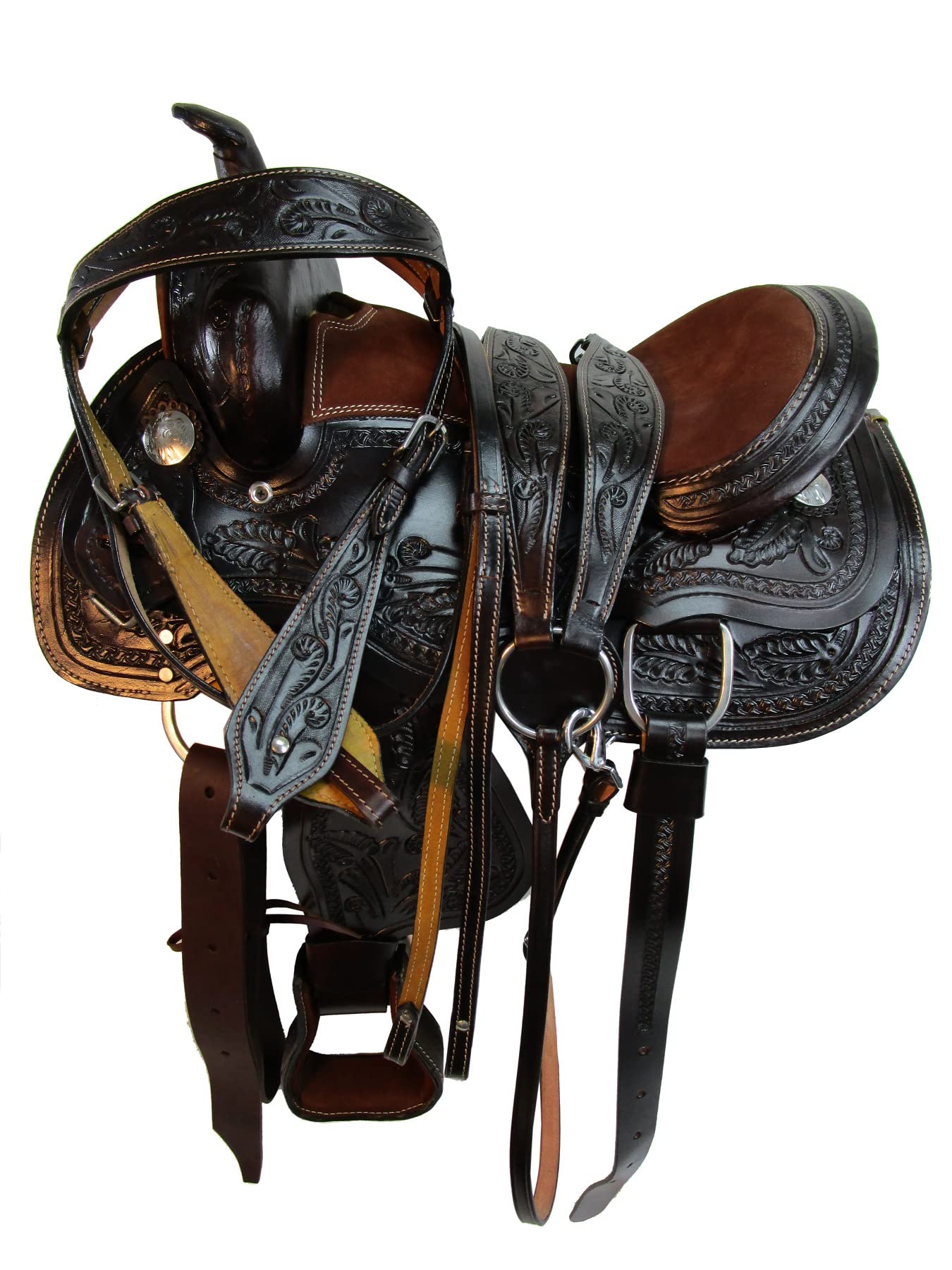 Youth Cowgirl Barrel Racing 10 12 13 Kids Child Pony Saddle Leather TACK Set (12 in)
