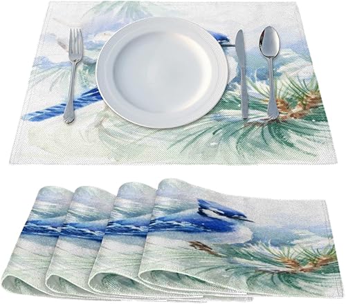 Miniatura 2 de Bird Design Theme Placemats Set of 4 Table Mats Washable Placemat Waterproof Place Mats for Party Home Dining Table Decor 18x12 in