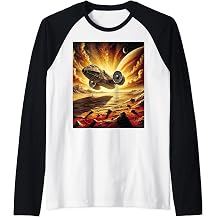 Renaissance-Style Spaceship on Mars - Cosmic Art Design Raglan Baseball Tee