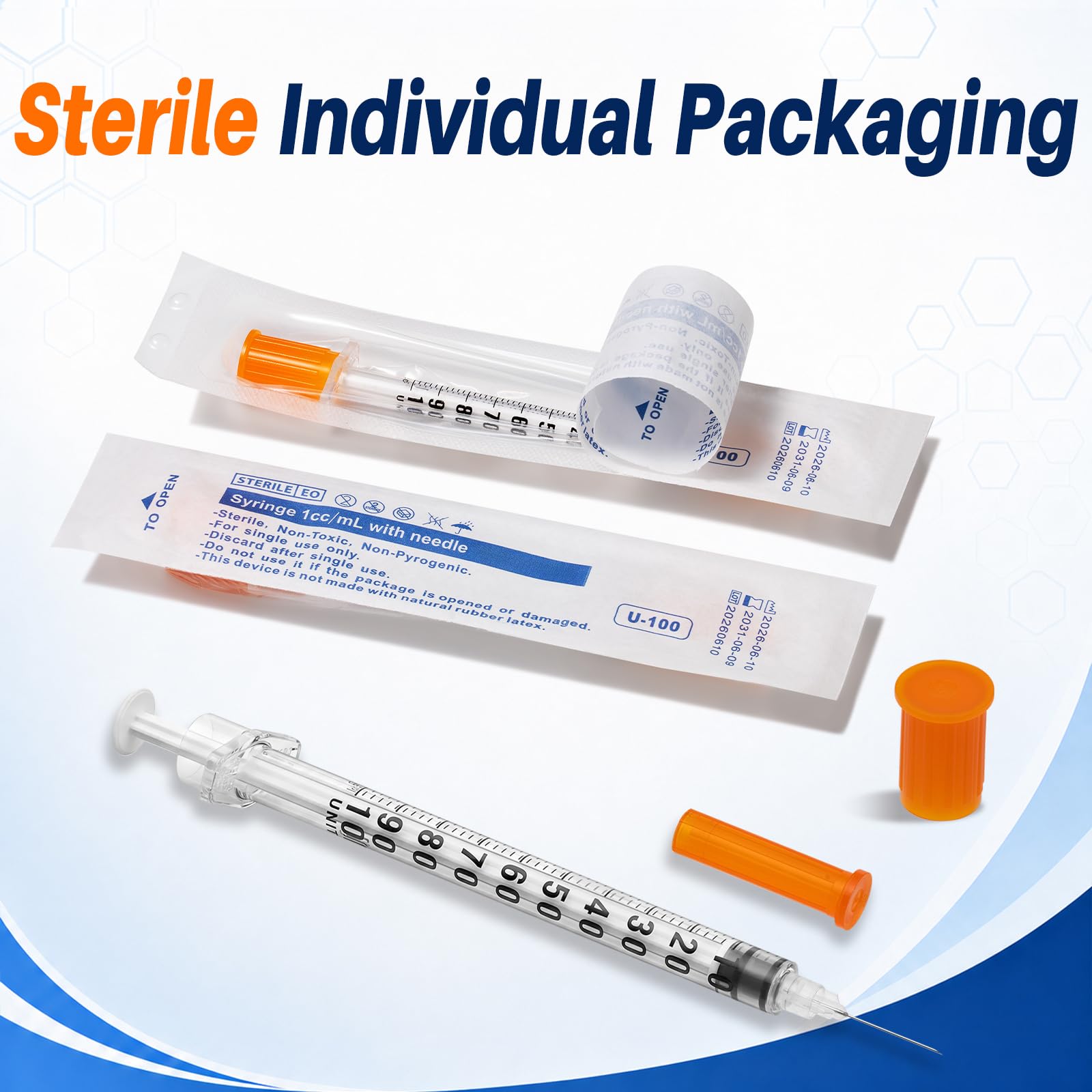 1ML 30G 1/2"(13mm) Individually Wrapped Disposable Syringes 100 Pack Lab Supplies Dispensing Scientific Supplies(1CC 30G 1/2"-100PACK) — Amazon image 5