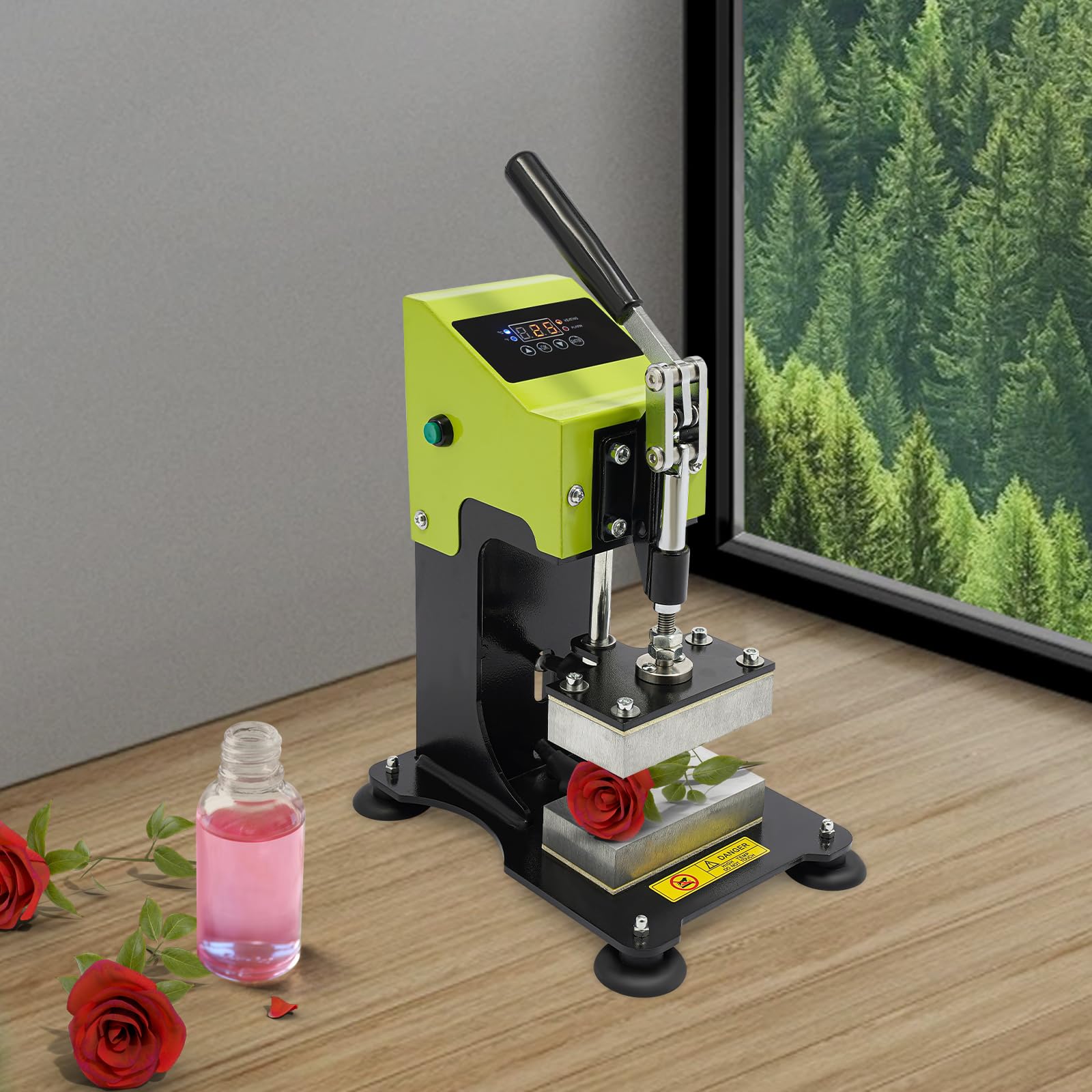 Pressa a calore elettrica, 900 W, pressa a caldo elettrica, 10,63 x 7,87 x 12,99 cm, compatta e portatile, con display LCD, per estrazione di piante in pelle PU