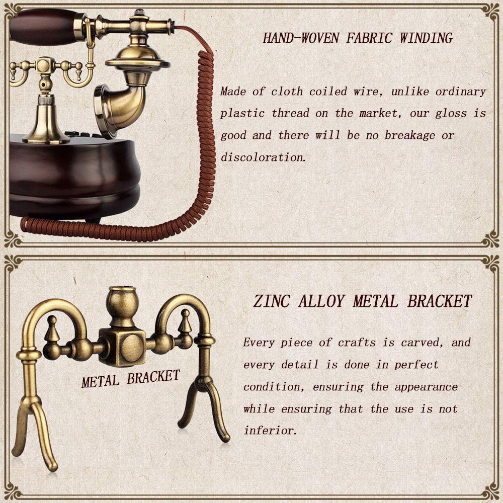Telefon stacjonarny w stylu retro, telefon w stylu retro, staromodny telefon stacjonarny z obrotowym przyciskiem do wybierania numeru, wyświetlacz identyfikatora dzwoniącego (wybieranie obrotowe)