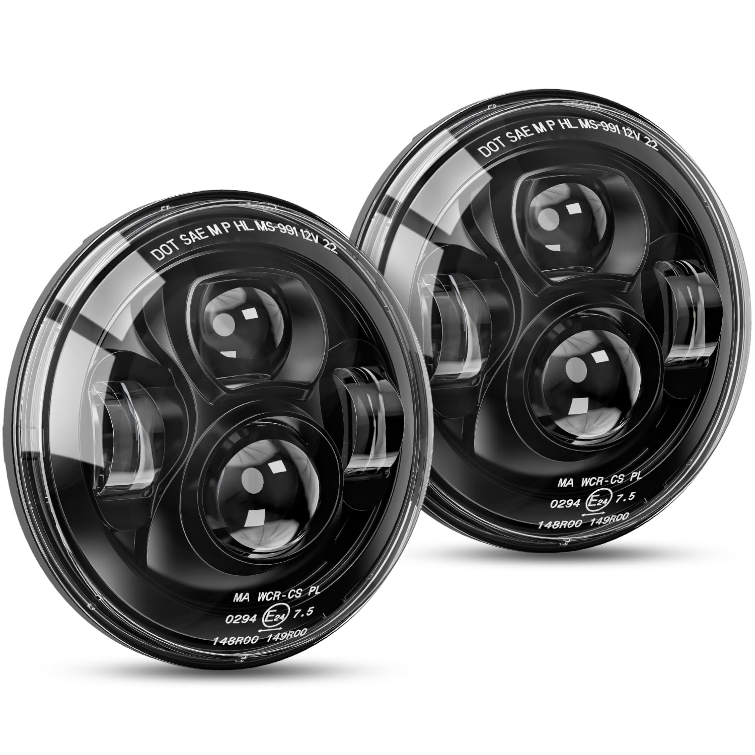 SUPAREE DOT 7 Inch Round Led Headlight with Hi/Lo Beam Anti-Glare True Z-shaped Cutoff Line H6024 Black Head Lights, Plug & Play Compatible With Jeep Wrangler JK JKU TJ LJ CJ Hummer H1 H2, 2Pcs