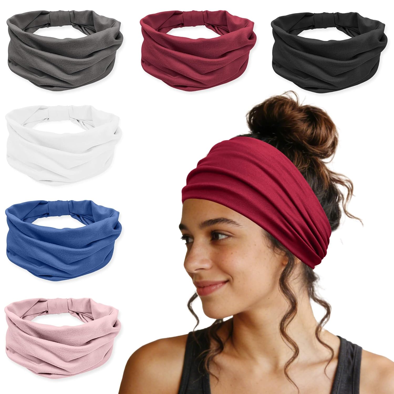YONUF Wide Headbands for Women, 6 Pack Fashion Knotted Hair Bands Daily Use