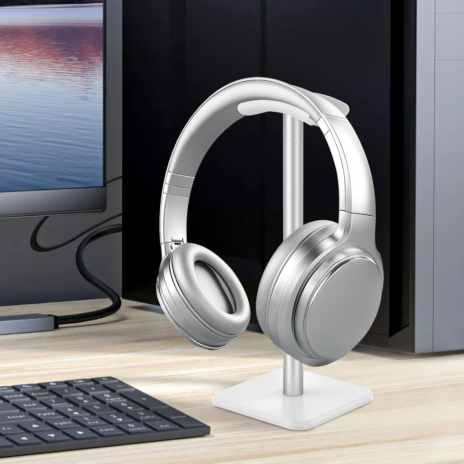 10Pcs Headphone Stand Detachable Headphones Holder Universal Gaming Headset Holder Space Saving Stand for Most Wired and Wireless Headphones,White