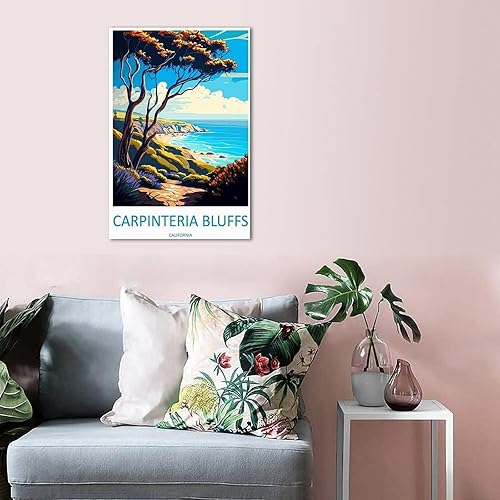 Miniatura 5 de Carpinteria Bluffs California - Póster de viaje vintage de paisaje de 20 x 30 pulgadas (19.7 x 29.5 in), lienzo artístico y lienzo para pared,