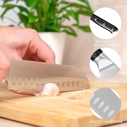 Miniatura 9 de Cuchillo de chef japonés profesional de 8 pulgadas, afilado de 67 capas Damasco VG-10 con núcleo de acero, cuchillo de cocina martillado con mango