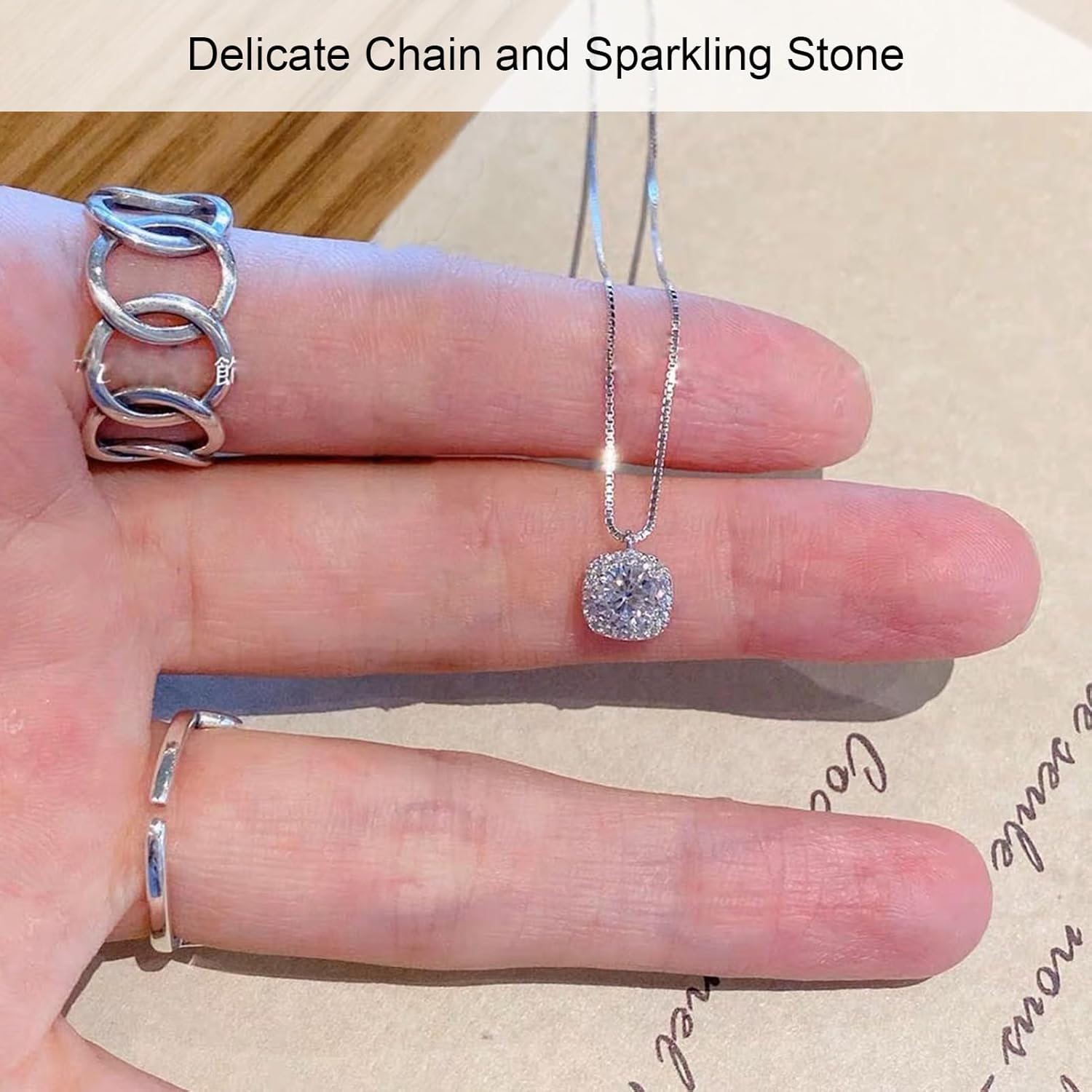 Diamond Pendant Necklace for Women Cubic Zirconia Necklace White Gold Plated Necklaces Birthday Gifts for Women - Image 3