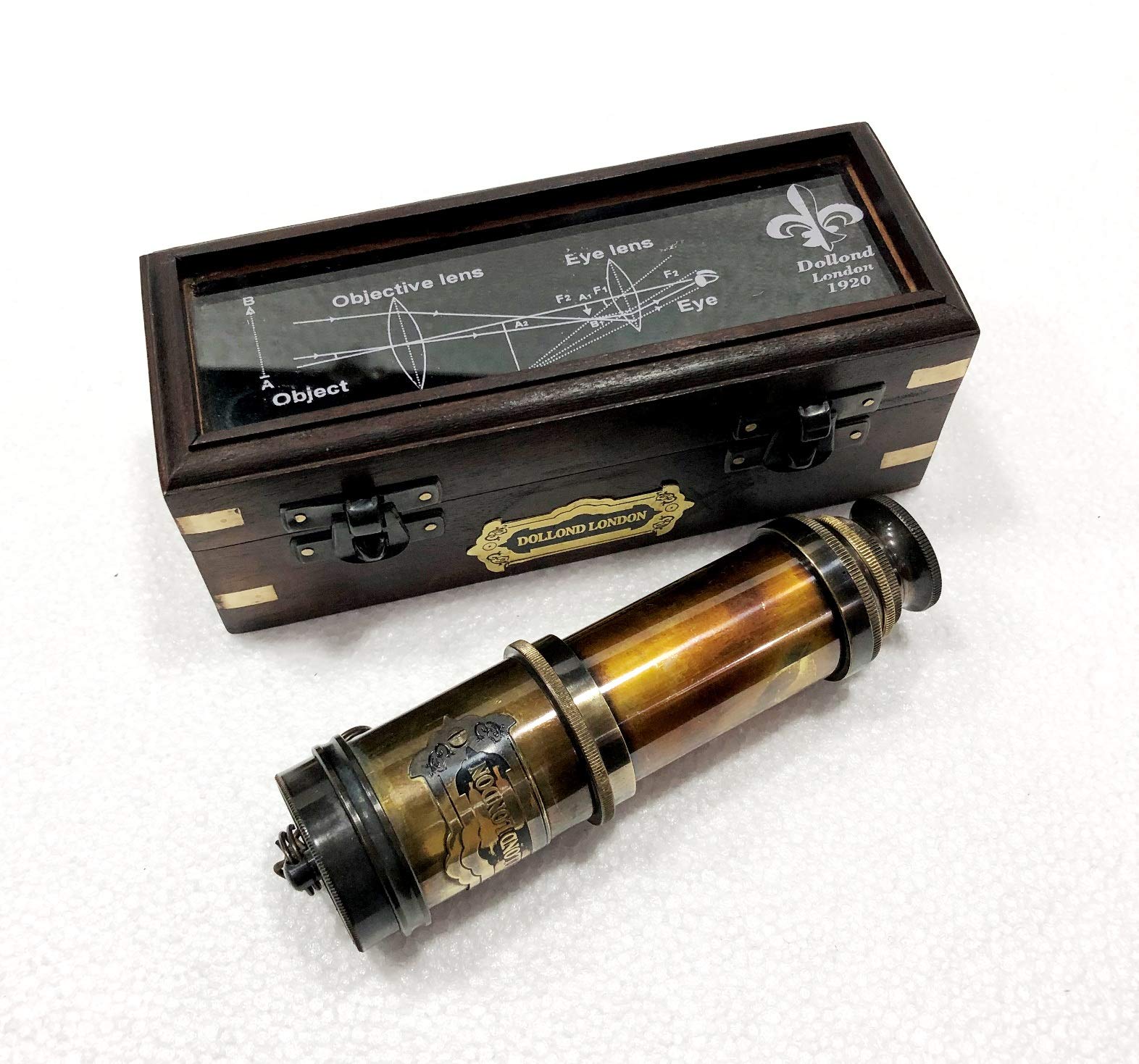Antico Maritime Brass Dolland London Telescope Nautico Vintage Spyglass Scope