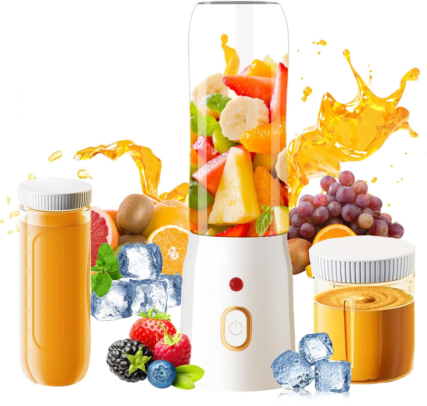 Personal Size Blender for Shakes and Smoothies,15.6 oz Portable Blender with 10 Blades and 2 cups,Rechargeable Mixers Fresh Fruit Juicers For Travel,Sports,Outing