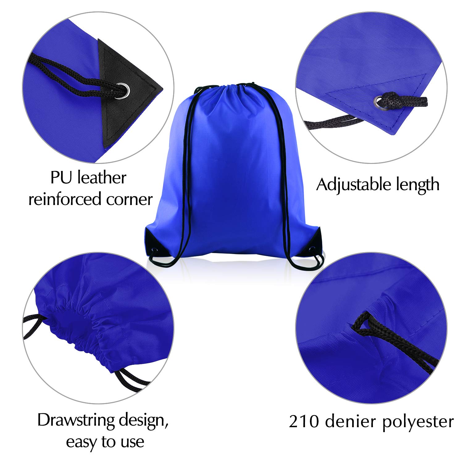 FEPITO Confezione con coulisse Zaino con corde Bulk Tote Sack Cinch Bag Borse sportive per viaggi in palestra