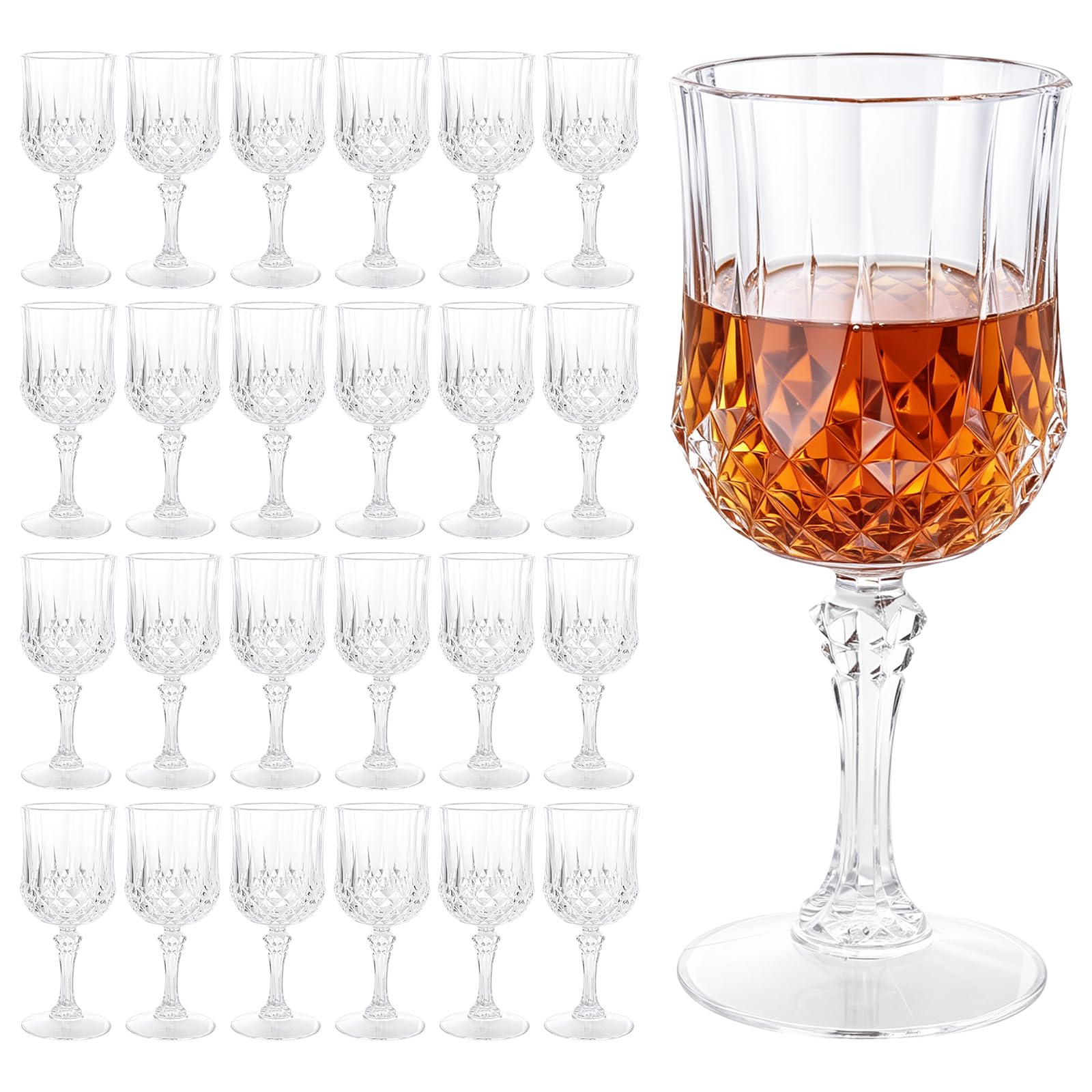 DAJAVE 24 Pcs Plastic Champagne Flutes 220ml Plastic Champagne Glasses