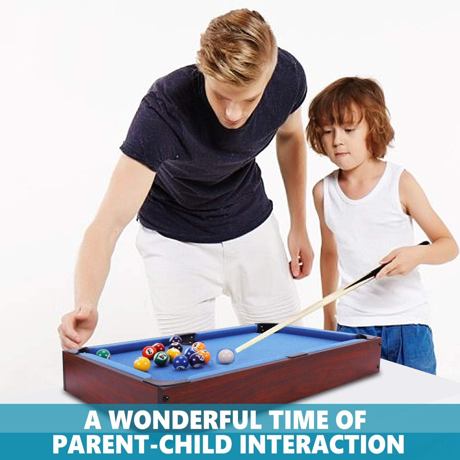 WIN.MAX Mini Pool Table Classics 20-Inch Blue Table Top Billiard Table Gift for Kids : Sports & Outdoors
