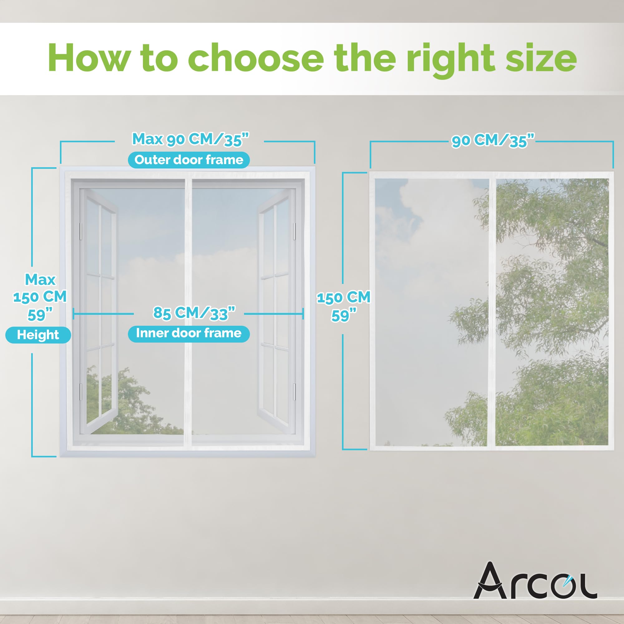 ARCOL Magnetic Fly Screen for Windows 90 x 150 cm, Fibre, Stop Mosquitoes in 3 Minutes, Ultra Fine Insect Net - Image 2