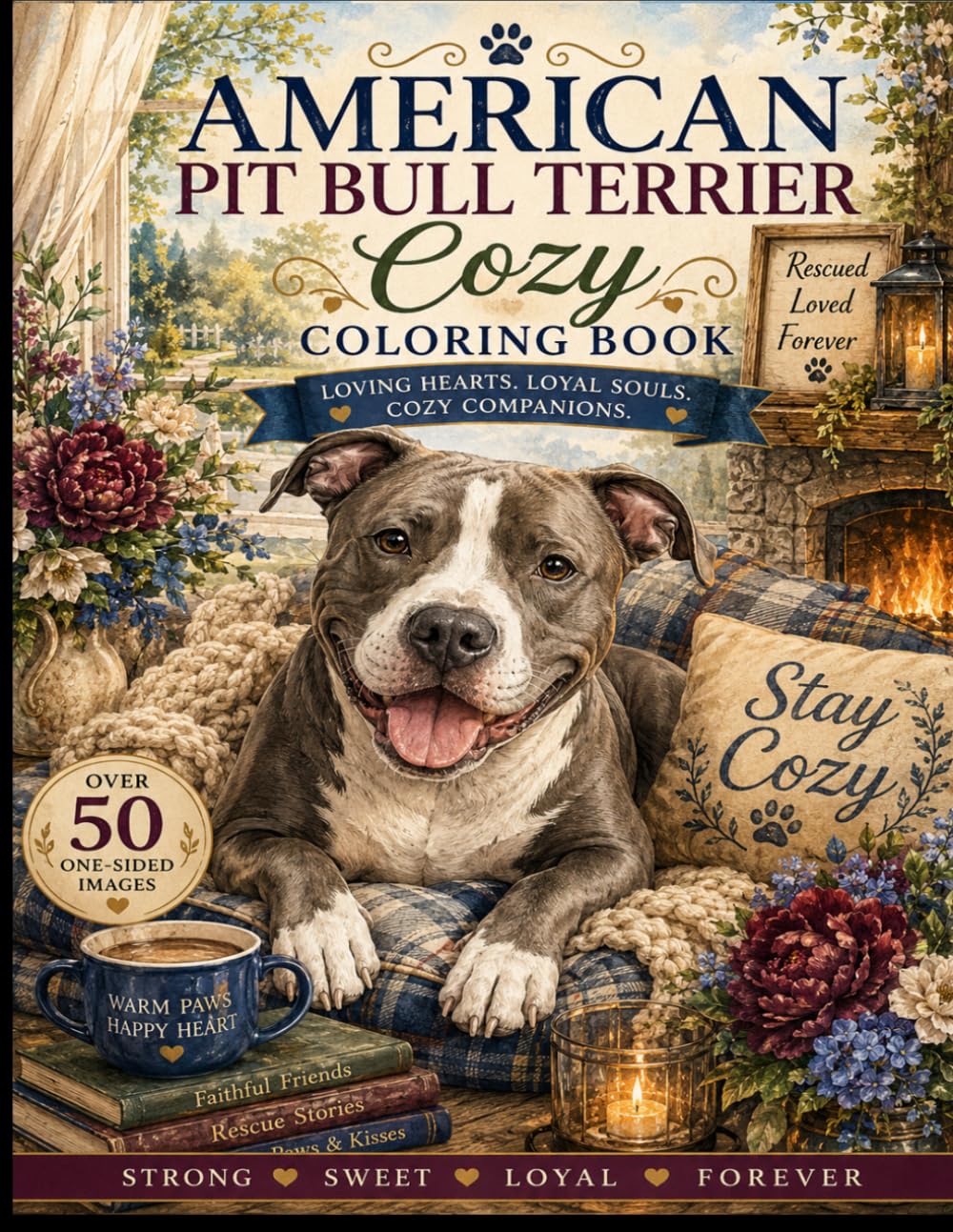 American Pit Bull Terrier Cozy Coloring Book: Loving Hearts. Loyal Souls. Cozy Companions