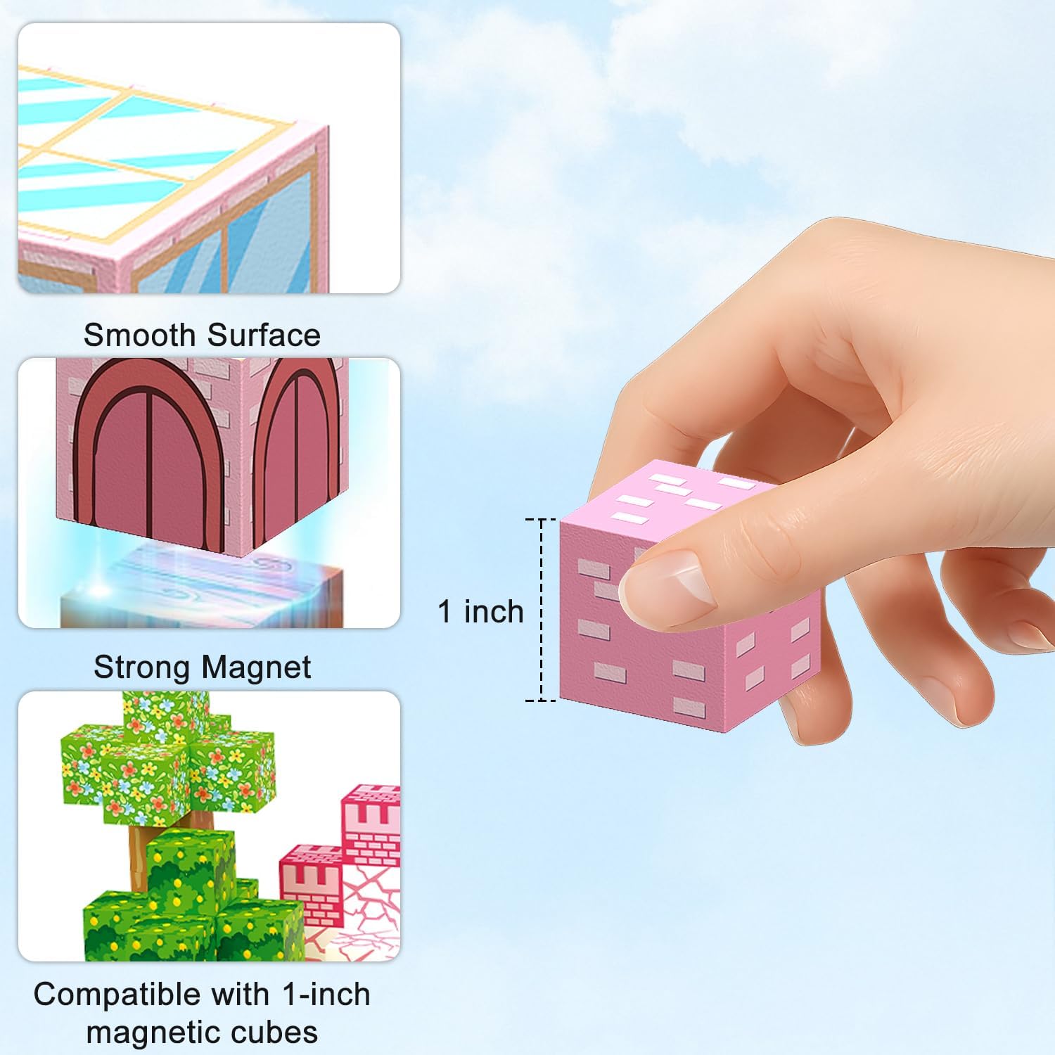 128PCS Magnetic Building Blocks Set, Magnetic Blocks for Girls, Magnet Tiles Cube Game, Princess Castle STEM Sensory Stacking Learning Toy, Christmas Birthday Gifts for Girls Ages 3＋