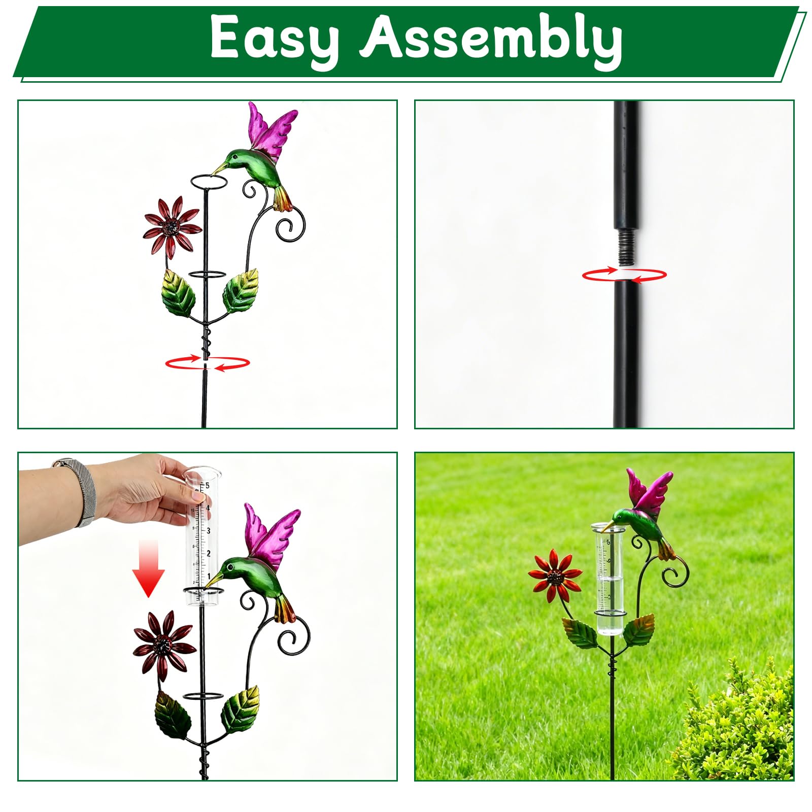 Regenmesser Glas 12cm/5in, Regenmesser für Garten und Rasen, zur Regenwassermessung, Geschenk für Gartenliebhaber