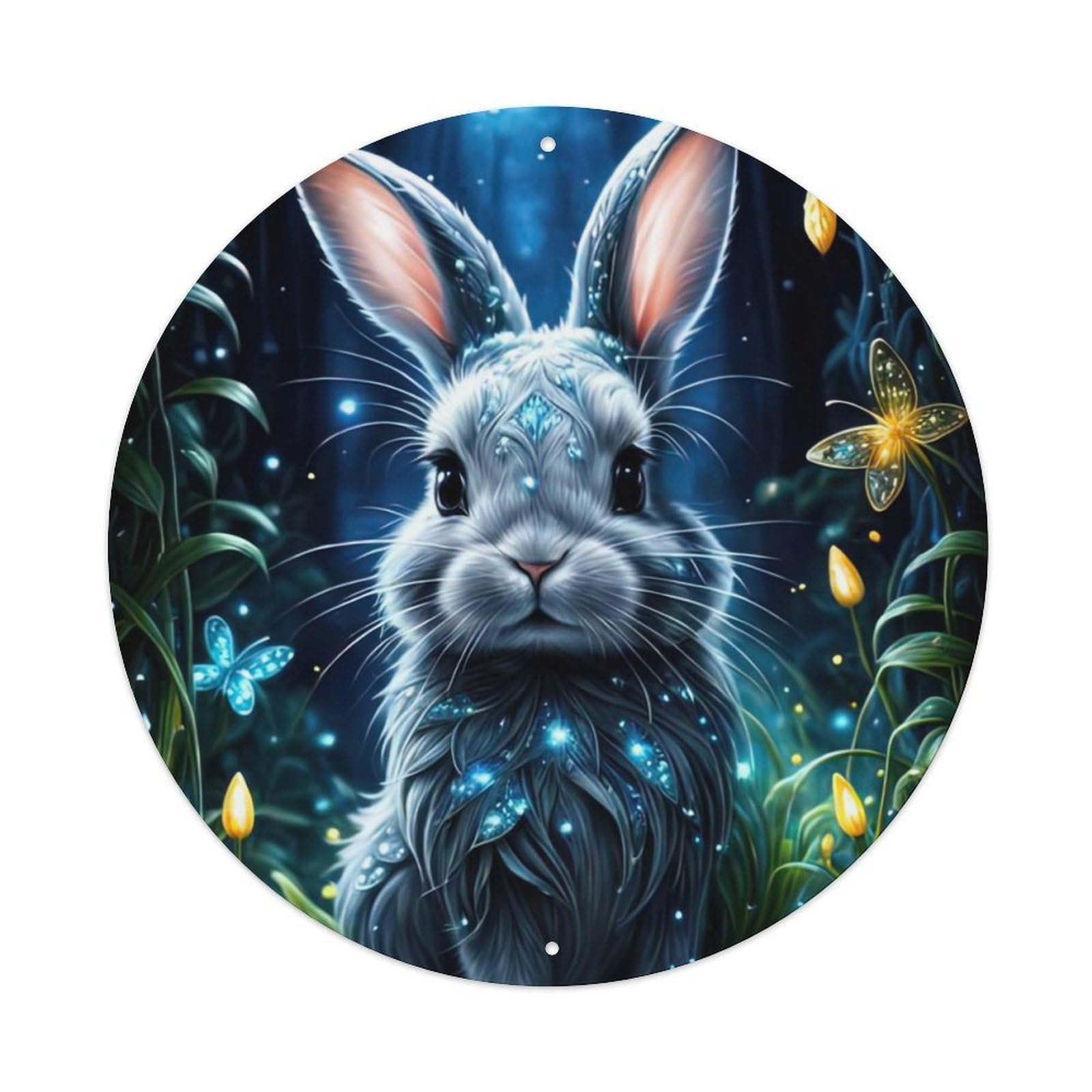 Animal Artwork Little Rabbit in The Forest Vintage Metal Tin Sign Plaque Wall Decor for Cafe, Club Bar, Office, Garden Metal Poster 8x8Inch