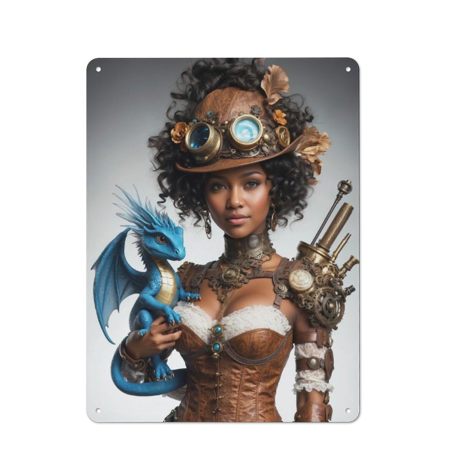 Junmoney The Steampunk Enchantress Metal Sign 40X30cm With For Workshop Wall, Rustic Decor, For Garage, Workshop And Man Cave Decoration