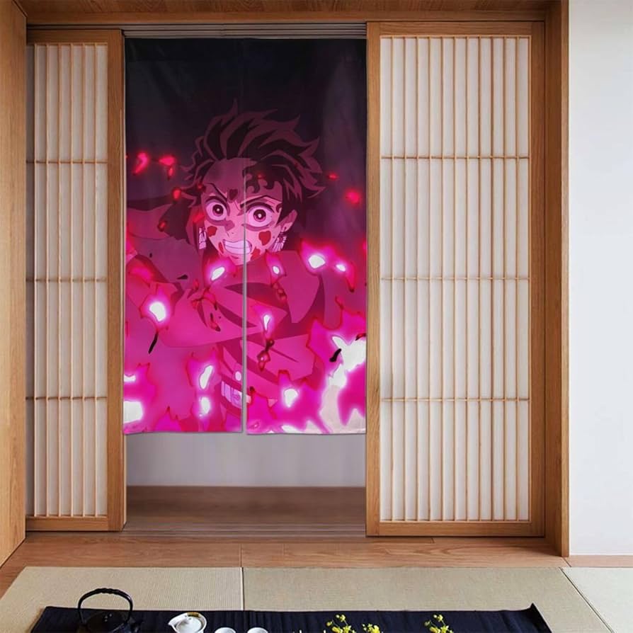 Amazon｜鬼滅の刃 カーテン 和風 ロングカーテン 壁掛け 遮光 遮