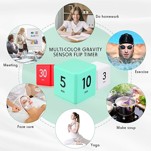 Miniatura 6 de Weewooday 4 piezas de temporizador de gravedad con sensor de gravedad, temporizador digital para gestión, duración, estudio de cocina en casa, 1, 3,