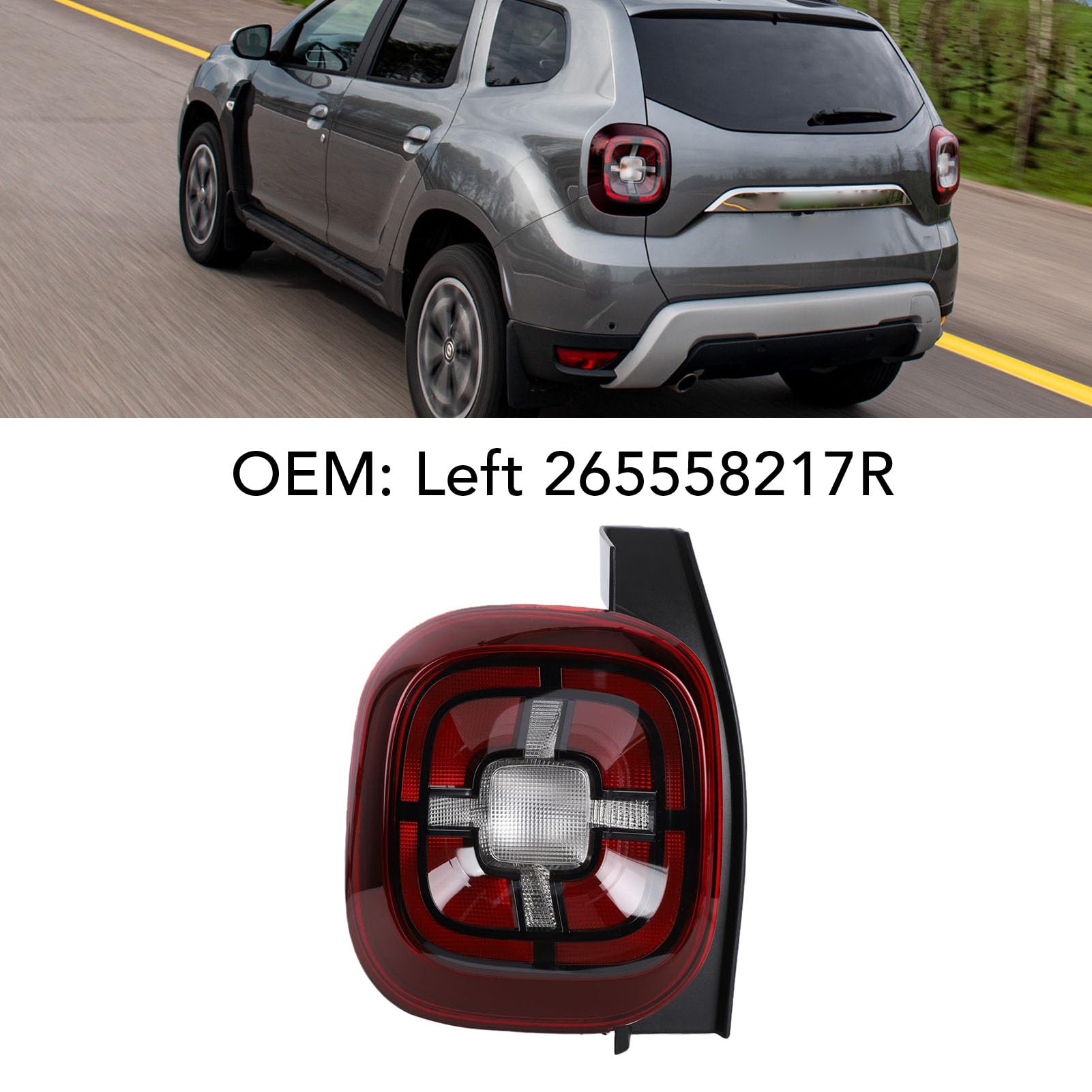 Tbest Feu Arrière Bloc Optique, Lampe Arrière Rouge pour Frein et Clignotant, Ampoule Non Incluse, for Duster MK2 2018-2020 (Gauche 265558217R)