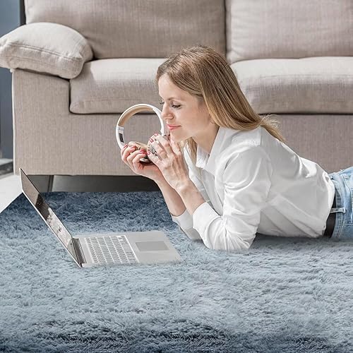 Miniatura 18 de Vafodo Alfombras de área para dormitorio esponjoso, alfombra de sala de estar, 9 x 12 pies, suave y esponjosa, alfombra de área rosa sólido