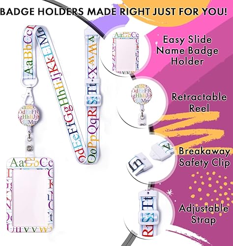 Miniatura 2 de EASTEX Llavero de cordón para profesor, cordón de identificación escolar del alfabeto ABC para llaves